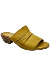 Miz Mooz Women's Leather Heeled Mules Castiel Ochre - Picture 1 of 3