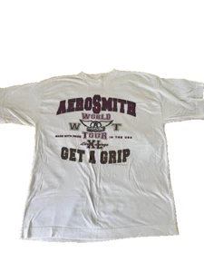 Aerosmith T Shirt Vtg XL Get A Grip World Tour White Rare Bright Green Co. Label - Picture 1 of 9