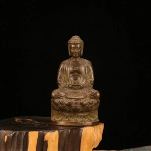 Collectible decor tea pet Old copper carved Sakyamuni statue buddha amitabha - Picture 1 of 9