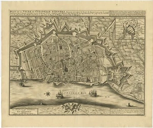 Antique Map of the City of Antwerpen, Belgium - Picture 1 of 1