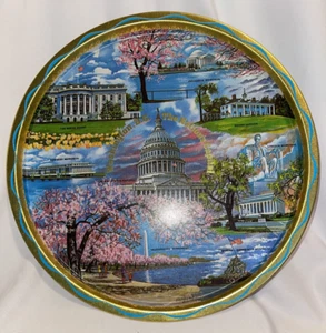 Serving Tray Souvenir Washington DC, The Nation's Capital Metal 11 3/4" dia. Vtg - Picture 1 of 10