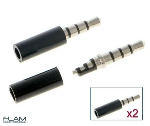 2x Connecteur prise Audio Stereo + Mic 3,5mm Jack 4 poles Connector plug solder - Foto 1 di 6