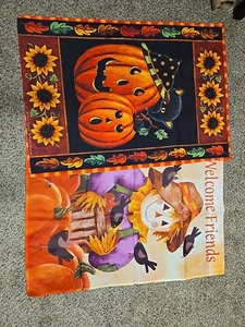 2 Halloween/Fall Scarecrow Pumpkins Decorative Flag 28 x 41.5 - Picture 1 of 3