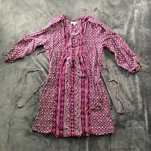 Túnica/vestido Sonoma para mujer púrpura geométrico cuello en V corbatas mangas 3/4 mangas 3/4 - Imagen 1 de 15