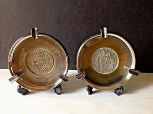 Set of 2 Vintage Spain Spanish Silver Plated DIEZ CENTIMOS 6’’ diameter Ashtrays - Picture 1 of 6