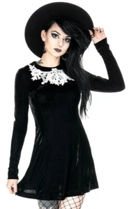 Dolly Black Gothic Cosplay Women's Dress with Lace Collar - Picture 1 of 21