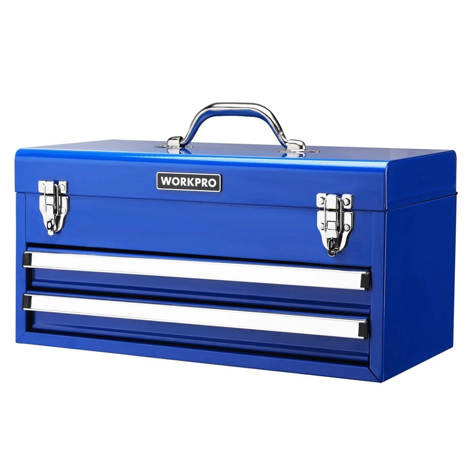 WORKPRO Tool Box with Drawers 18''Metal Tool Box with 2 Drawers&1 Top Storage