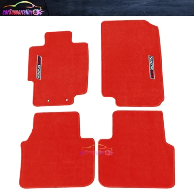 Fits 04-08 Acura TL 4DR Red Nylon Floor Mats Carpets Non Slip w/ Emblem - Imagem 1 de 2
