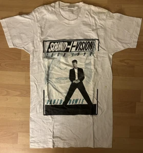 Used Vintage 1990 Large David Bowie Sound & Vision Rock Concert Tour T-Shirt - Picture 1 of 6