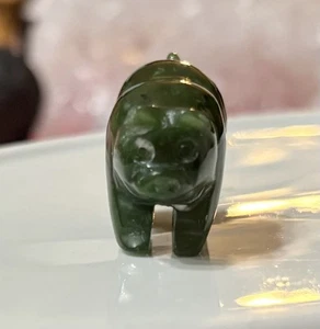 Vintage Jade Pig Genuine Figurine Hand Carved Natural Dark Green Stone ✅ - Picture 1 of 7