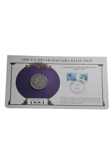 PCS 1884 P Morgan Silver Dollar & Stamp Panel - US Silver Dollar Collection - Foto 1 di 4