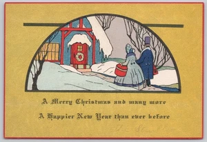 Christmas Greetings Art Vintage Postcard - Bild 1 von 2