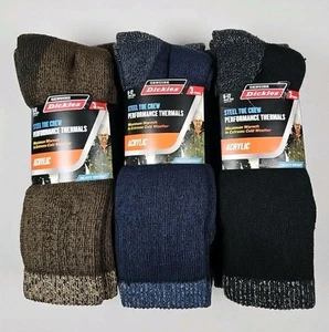 Dickies 3pr Steel Toe Acrylic Blend Heavy Thermal Crew Socks 9 PAIRS Sz. 6-12 - Picture 1 of 8