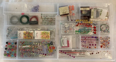 gran lote adornos gemas lentejuelas perlas brillo rollo bandejas no incluidas Foto 1 de 4
