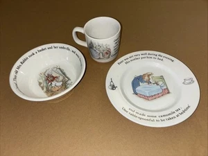 Beatrix Potter Wedgewood Peter Rabbit Kinder 3-teiliges Geschirrset Schale Tasse Schüssel - Bild 1 von 6