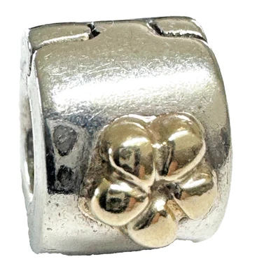 Auténtico Pandora retirado plata de ley y clip de flor 14K 790140 Foto 1 de 4