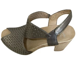 Dansko Sandals 36 (US 5.5-6) Gunmetal “Teagan” Laser Cut Leather Fall Retroglam - Picture 1 of 17