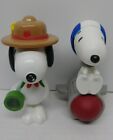 Lot Of 2 Peanuts Figures Snoopy  2018 Mcdonald Happy Meal Toy Playset Bundle