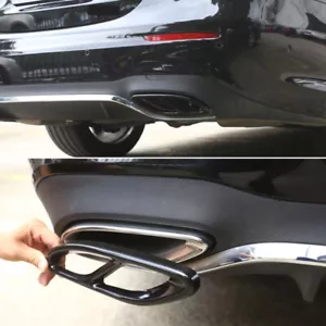 Black Steel Exhaust Tips Fit For 2016-2022 Mercedes C-Class C300 C350 C43 C63 S - Picture 1 of 12