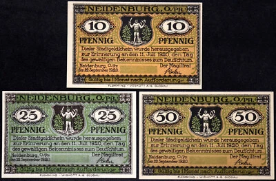 NEIDENBURG / NIDZICA 1920 XX - ¡JUEGO COMPLETO DE MUESTRAS RARO! Notgeld alemán Polonia Foto 1 de 2