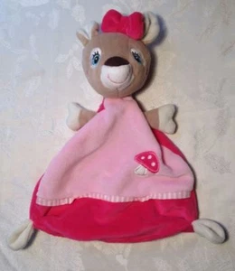 LOVEY DouDou Pusblu Pink Reindeer Baby Security Blanket Soft Toy Mushroom - Picture 1 of 4