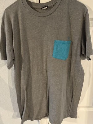 Volcom Stone Men's Short Sleeve grey teal Pocket T-shirt Sz L - Image 1 of 3