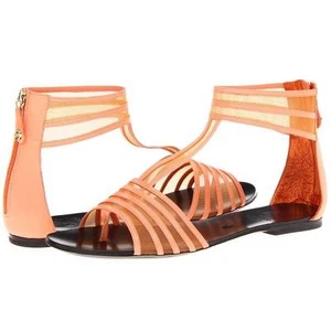 $695 Victor & Rolf S49WP0067 Gladiator Style Flat Sandals, Women's Shoes, Salmon - Picture 1 of 6