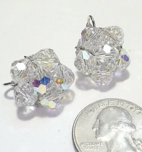 Wunderschöne kleine funkelnde facettierte klare Kristall Cluster Clip Ohrringe ST 0,75" - Bild 1 von 3