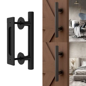 9.4"/12" Sliding Barn Door Pull Handle Heavy Duty Steel Gate Handle 1PC Black - Picture 1 of 9