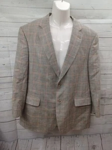 Jos. A. Bank Mens Wool Silk Linen Sport Coat Blazer Jacket 44R Windowpane Gray - Picture 1 of 10