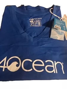 4 T-Shirt Logo Ocean Blu Medio Manica Corta 100% Cotone BIO Scollo V NUOVA - Foto 1 di 4