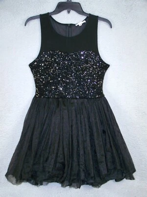 Vestido trébol rojo para mujer mediano 8 10 negro sin mangas línea A adornado damas Foto 1 de 4