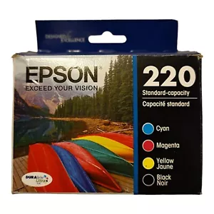 4 PACK EPSON GENUINE 220 BLACK & COLOR INK Cartridges OEM New EXPRESSION XP-420 - Picture 1 of 9