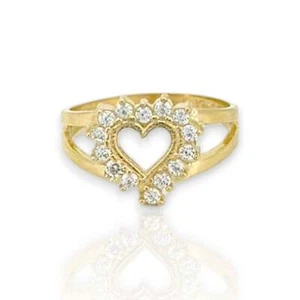 Heart CZ Ring - 10K Yellow Gold - Picture 1 of 15