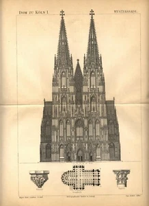 1875 Antica Stampa = DUOMO DI COLONIA = Architettura = KOLN DOM Old Print - Picture 1 of 1