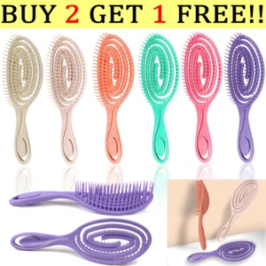 Unisex Detangling Hairbrush Nylon Bristle Scalp Massage Comb Hollow Hair Brush 1 - Picture 1 of 27