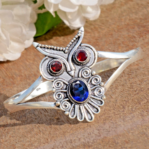 VALENTINO Bracciale in argento sterling 925 con pietre preziose taglio tanzanite e granato per funzione