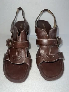 Aerosoles Womens Shoes Sandals Size 9 Brown Heels Comfort Peep Toe - Picture 1 of 6