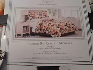 modern southern home PUMPKIN GOURD 3 Pc KING Quilt Set Reversible Retail 100.00 - Picture 1 of 3