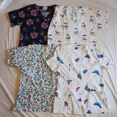 4 peças esfoliantes femininos Landau L 4 tops bandeira floral cavalo borboleta amamentação - Imagem 1 de 4