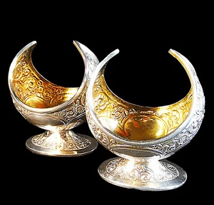 FINE PAIR of VICTORIAN STERLING SILVER NAVETTE SALTS by MARTIN & HALL 1879 - Picture 1 of 10