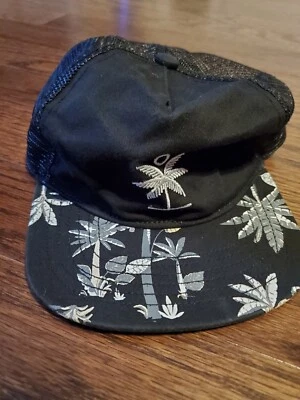 Gorra ajustable de malla de camionero juvenil ala plana luna sol palmeras negras 921 Foto 1 de 3