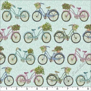 MAKOWER "ANTIQUE GARDEN" BICYCLES #1740-B FABRIC-SELECT SIZE - Picture 1 of 1