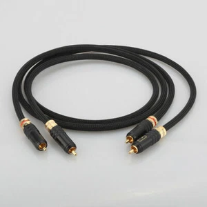1Pair Audiophile 24K Gold Plated Pure Copper RCA Interconnect HiFi Audio Cable - Picture 1 of 6