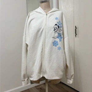 Disney Paris White Full Zip Hooded Sweater Large Unisex - Picture 1 of 9