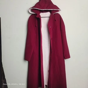 Women's Coat Red Jacket Vintage Long Overcoat - Imagen 1 de 7