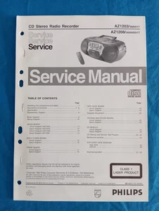 PHILIPS AZ1203 AZ1208 CD Stereo Radio Recorder SERVICE MANUAL ORIGINALE Vintage - Foto 1 di 1