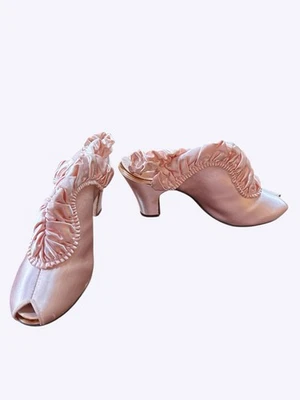 Vintage Daniel Green Pink Satin Boudoir Slippers - Image 1 of 4