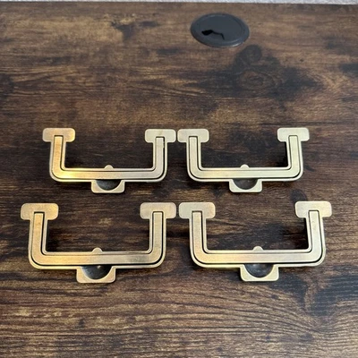 Tiradores de cajón de latón Henredon Artefacts 4 manijas de campaña vintage mediados de siglo MCM Foto 1 de 4