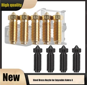 Hotend Nozzles 0.4 0.6 0.8 Hardened Steel Brass Nozzle For Anycubic Kobra3 AAU - Afbeelding 1 van 17